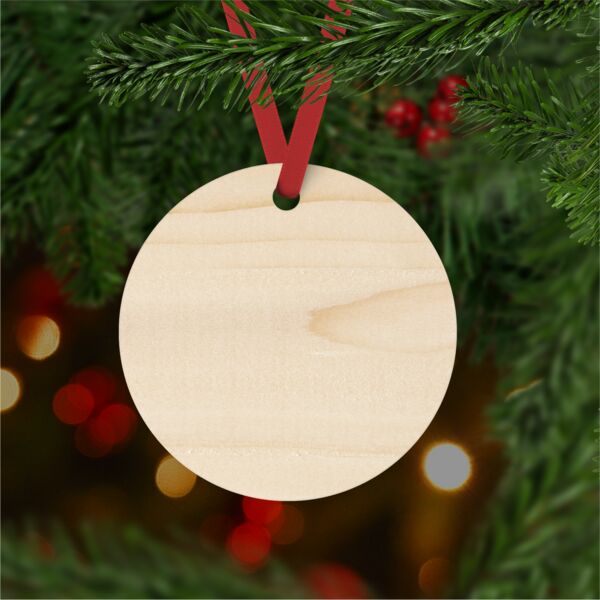 Natural Wood Round Christmas Ornament Thumbnail