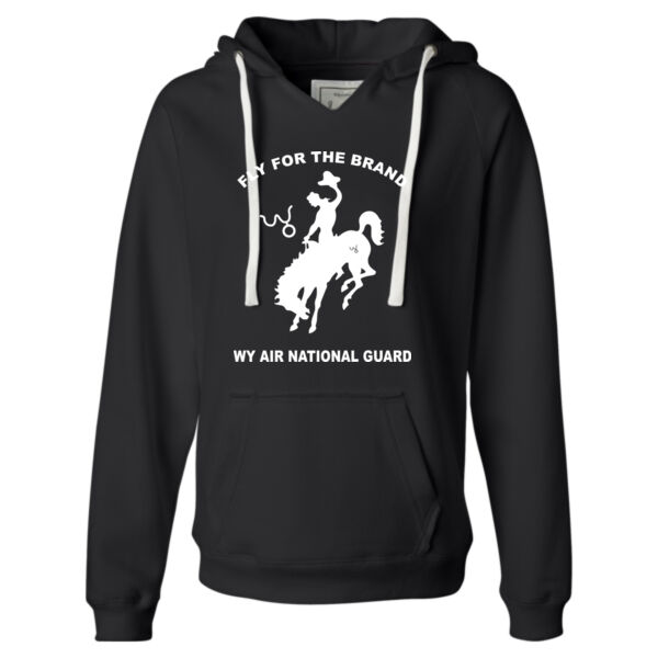 WY Air National Guard  - Ladies' Sueded V-Neck Hooded Sweatshirt Thumbnail