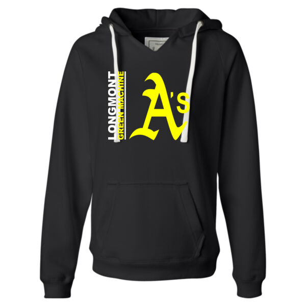 Green Machine - Ladies' Sueded V-Neck Hooded Sweatshirt Thumbnail