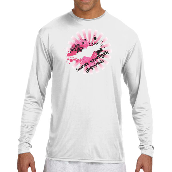 Sweat, Strength, Girlfriends - (S) Long Sleeve Cooling Performance Crew Light Color Shirt Thumbnail