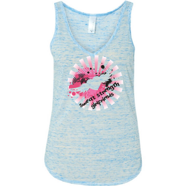 Sweat, Strength, Girlfriends - Ladies' Flowy V-Neck Tank Thumbnail