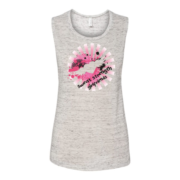 Sweat, Strength, Girlfriends - Bella Flowy Scoop Muscle Tank (S) Thumbnail