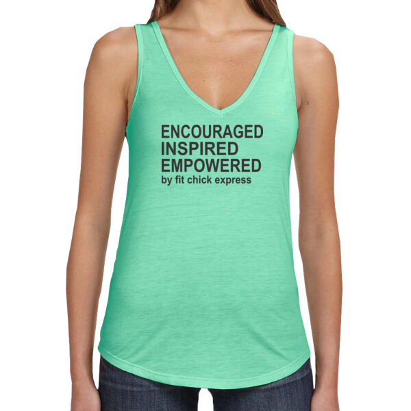 Encouraged, Inspired, Empowered - Ladies' Flowy V-Neck Tank - Dark Thumbnail