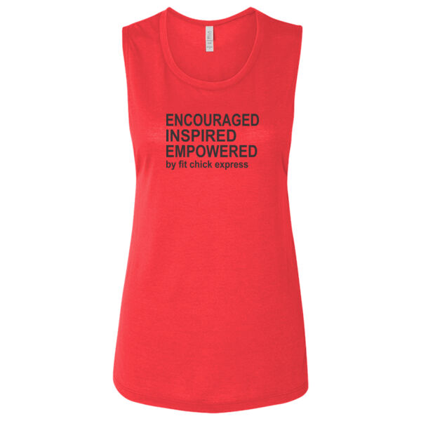 Encouraged, Inspired, Empowered - Ladies' Flowy Scoop Muscle Tank - Dark Thumbnail