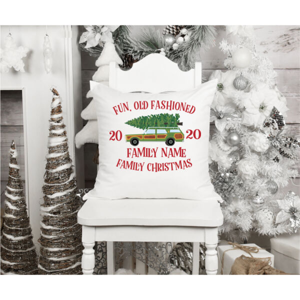 Fun, Old Fashioned Family Christmas  - Fun, Old-Fashion Family Christmas Throw Pillow (14", 16", 18" - Fun, Old-Fashion Family Christmas Throw Pillow (14", 16", 18") Thumbnail