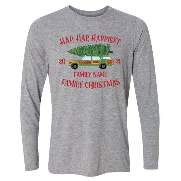 Hap, Hap, Happiest Family Christmas - Light Long Sleeve Ultra Performance Active Lifestyle T Shirt Thumbnail