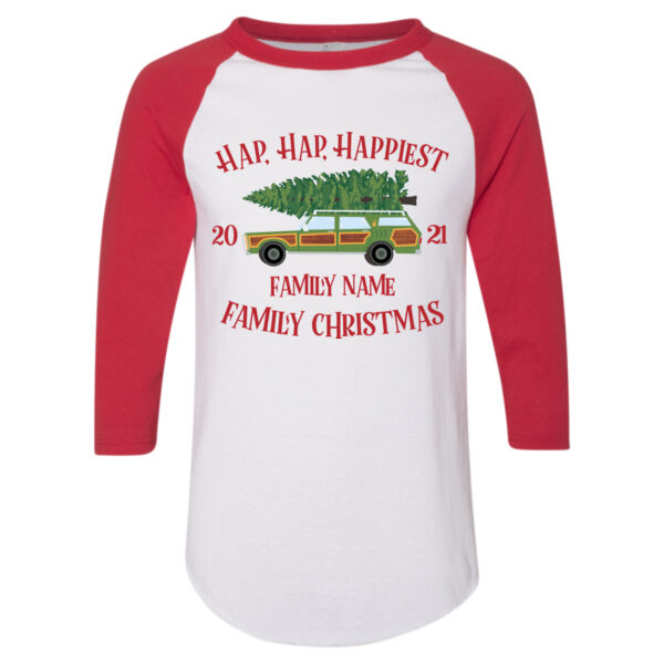Hap, Hap, Happiest Family Christmas - Adult 3/4-Sleeve Baseball Jersey (S) Thumbnail