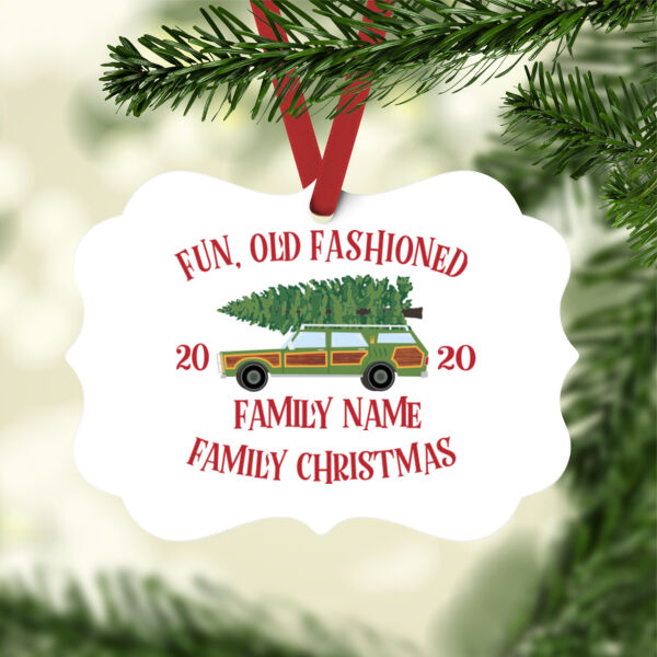 Fun, Old Fashioned Family Christmas 1-sided - White Aluminum Benelux Christmas Ornament Thumbnail
