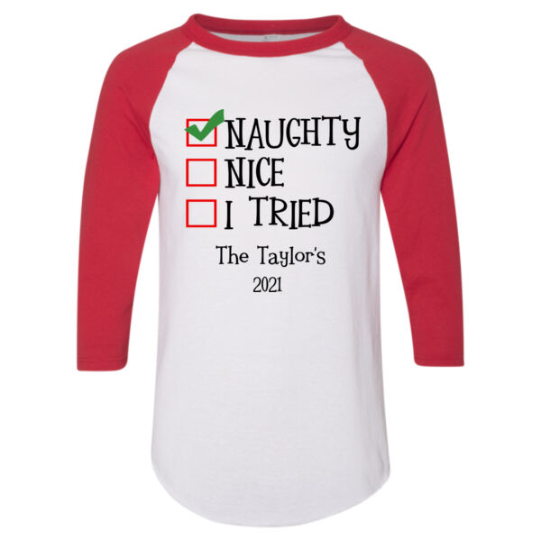 Naughty - Adult 3/4-Sleeve Baseball Jersey (S) Thumbnail