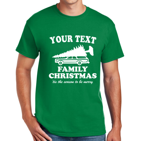 Custom Personalized Family Christmas, 'tis the season to be merry - DryBlend™ 50 Cotton/50 DryBlend™Poly T Shirt Thumbnail