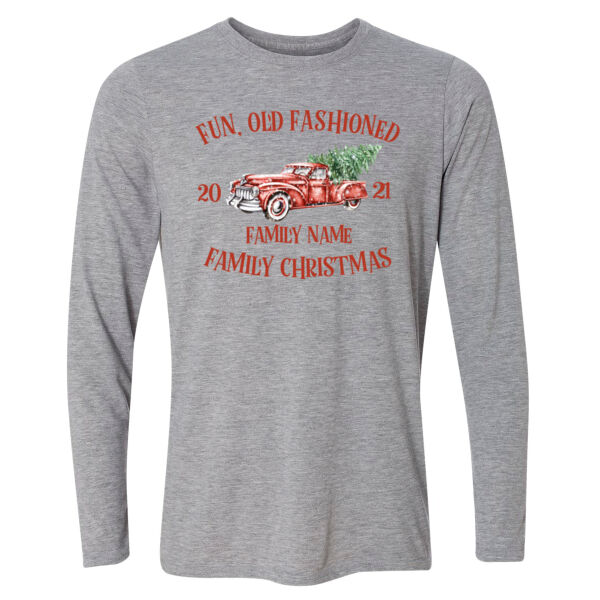 Old Truck - Old Fashioned Family Christmas - Light Long Sleeve Ultra Performance Active Lifestyle T Shirt Thumbnail