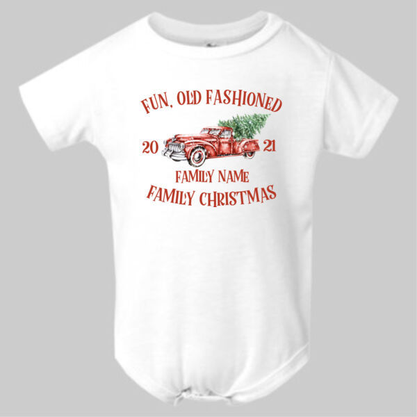 Old Truck - Old Fashioned Family Christmas - Infant Polyester Bodysuit Onsie Thumbnail