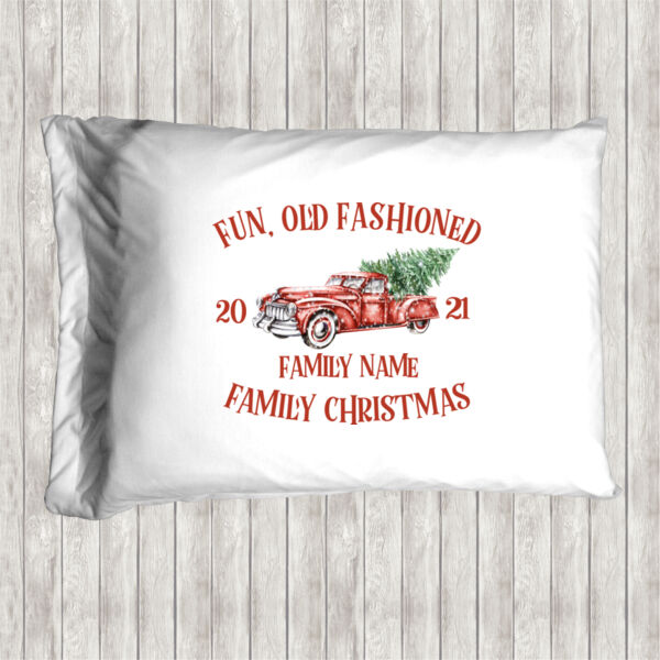 Old Truck - Old Fashioned Family Christmas - Pillow Case Thumbnail