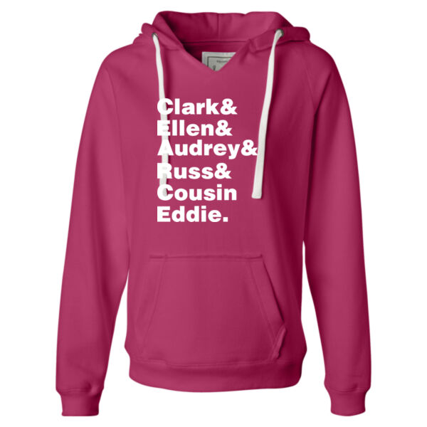 Clark, Ellen, Audrey, Russ & Cousin Eddie - Ladies' Sueded V-Neck Hooded Sweatshirt Thumbnail