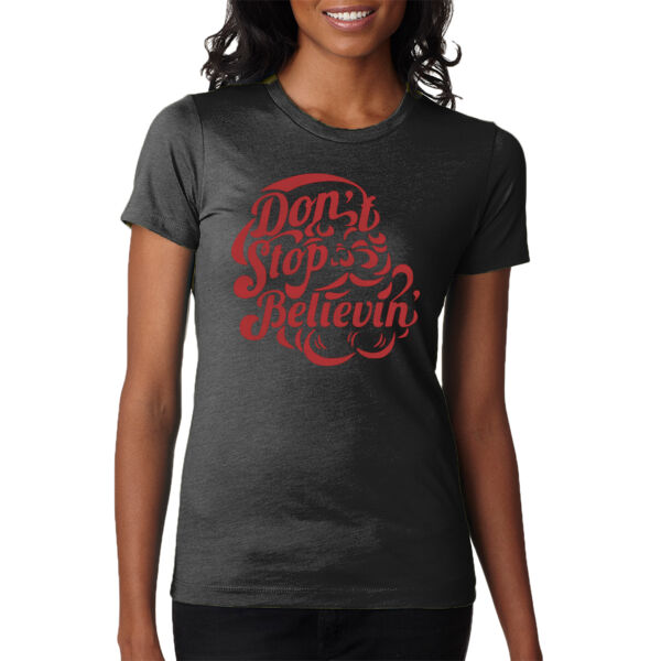 Don't Stop Believin' Santa Face - Ladies' CVC T-Shirt Thumbnail