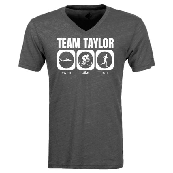 Male Triathlon Swim Bike Run Team T-shirt - Triblend V-Neck T-Shirt Thumbnail