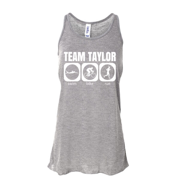 Male Triathlon Swim Bike Run Team T-shirt - Ladies' Flowy Racerback Tank - Dark Thumbnail