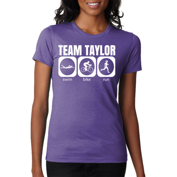 Female Triathlete Swim Bike Run Team T-shirt - Ladies' CVC T-Shirt Thumbnail