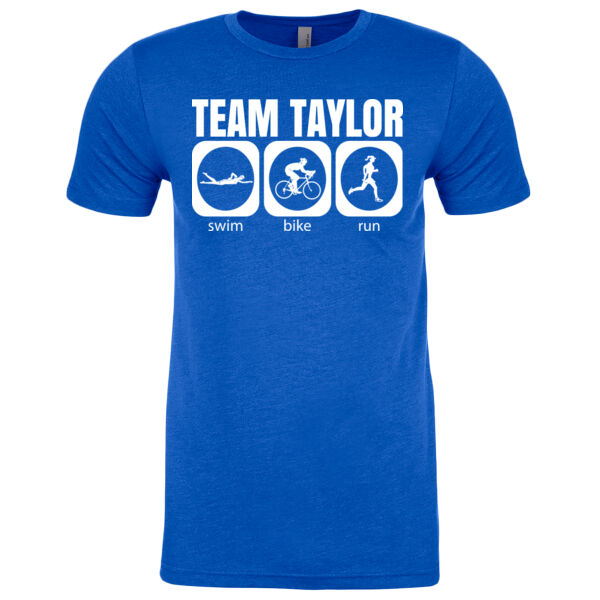 Female Triathlete Swim Bike Run Team T-shirt - Men's CVC Crew Thumbnail