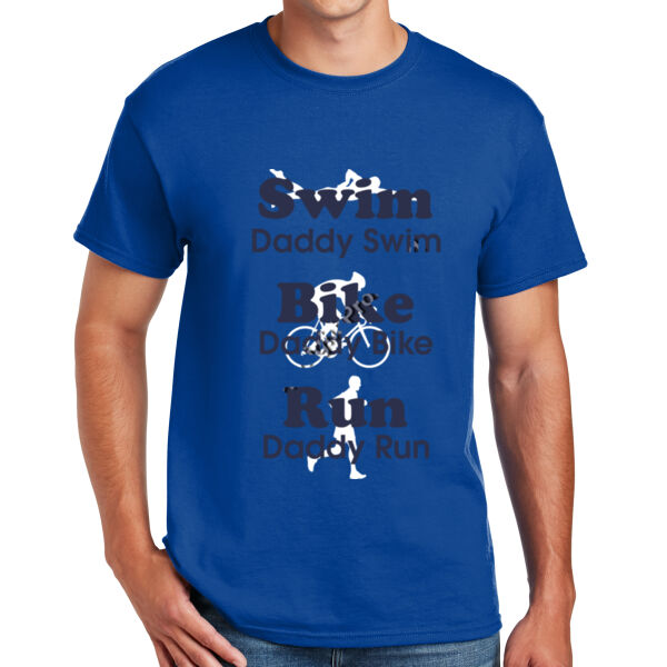 Triathlon Daddy Swim Bike Run with Icons - DryBlend™ 50 Cotton/50 DryBlend™Poly T Shirt Thumbnail