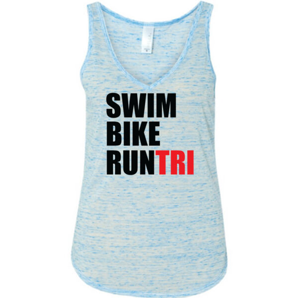 Swim Bike Run Tri Triathlon - Ladies' Flowy V-Neck Tank Thumbnail