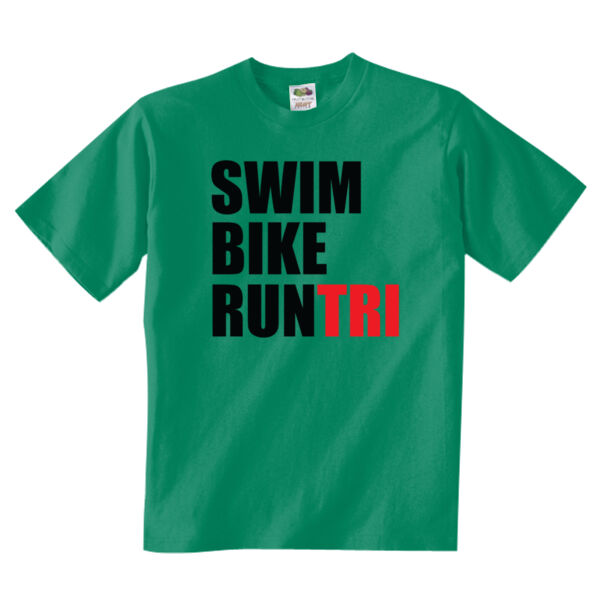 Swim Bike Run Tri Triathlon - Adult 5 oz. HD Cotton™ T-Shirt (S) Thumbnail
