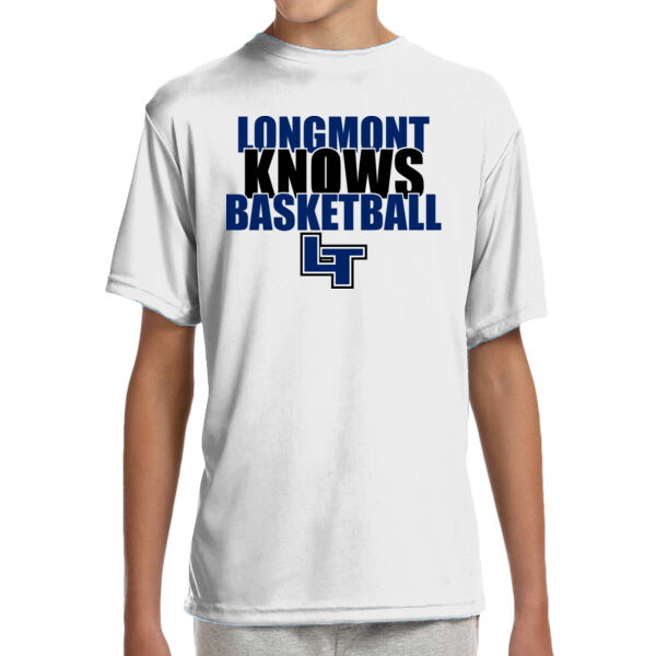 Longmont Knows Basketball - (S) Youth Shorts Sleeve Cooling Performance Crew Ligh Color Shirt Thumbnail