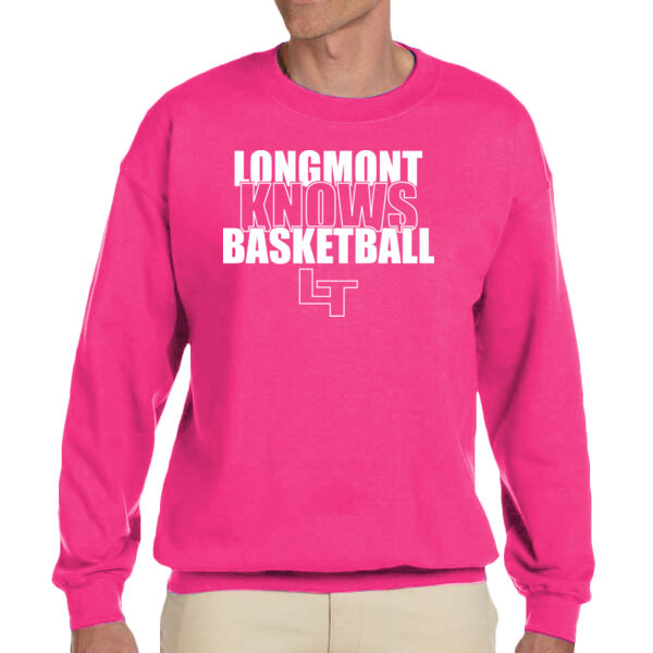 Longmont Knows Basketball White - Adult Heavy Blend™ Adult 8 oz., 50/50 Fleece Crew Thumbnail