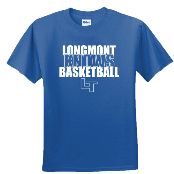 Longmont Knows Basketball White - Unisex or Youth Ultra Cotton™ 100% Cotton T Shirt Thumbnail