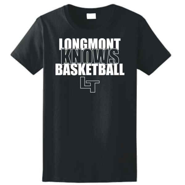 Longmont Knows Basketball White - Ladies Ultra Cotton™ 100% Cotton T Shirt Thumbnail