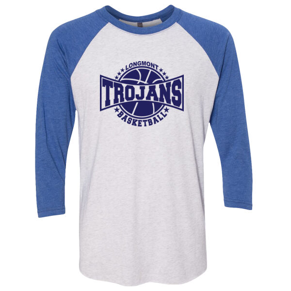 LHS Basketball - (S) Unisex Tri-Blend Three-Quarter Sleeve Baseball Raglan Tee Thumbnail