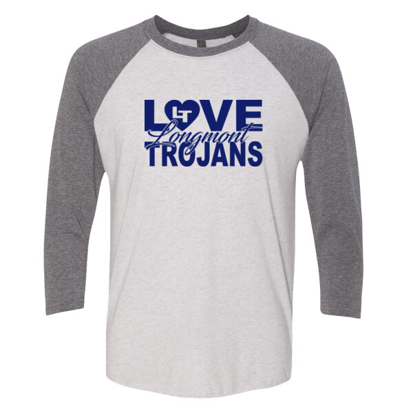 Love LHS - (S) Unisex Tri-Blend Three-Quarter Sleeve Baseball Raglan Tee Thumbnail