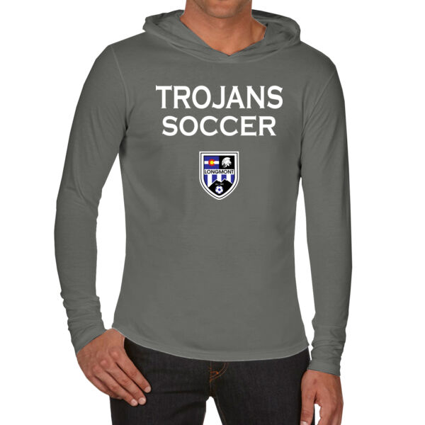 Trojans Soccer - Adult Heavyweight RS Long-Sleeve Hooded T-Shirt Thumbnail
