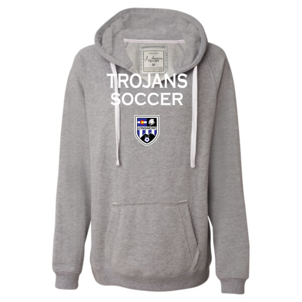Trojans Soccer - Ladies' Sueded V-Neck Hooded Sweatshirt Thumbnail