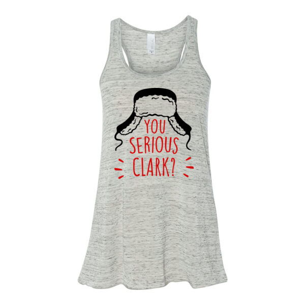 Are You Serious Clark? with personalization option - Bella Ladies' Flowy Racerback Tank (S) Thumbnail
