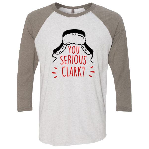 Are You Serious Clark? with personalization option - (S) Unisex Tri-Blend Three-Quarter Sleeve Baseball Raglan Tee Thumbnail