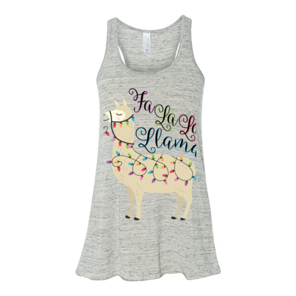Fa La La La Llama Christmas - Bella Ladies' Flowy Racerback Tank (S) Thumbnail