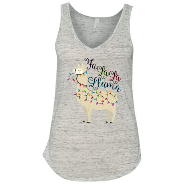 Fa La La La Llama Christmas - Ladies' Flowy V-Neck Tank Thumbnail