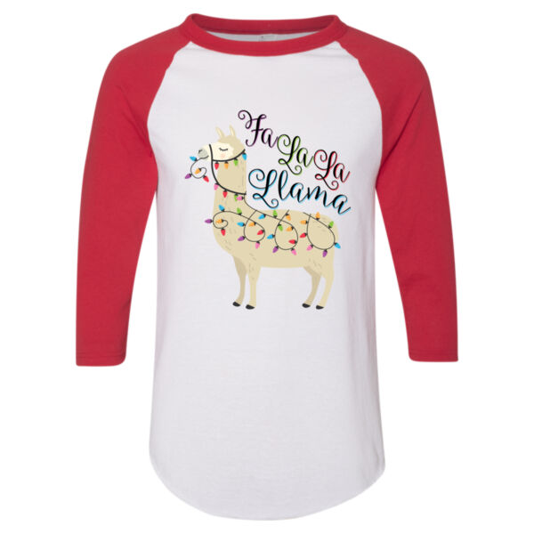 Fa La La La Llama Christmas - Adult 3/4-Sleeve Baseball Jersey (S) Thumbnail