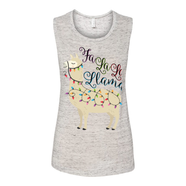 Fa La La La Llama Christmas - Bella Flowy Scoop Muscle Tank (S) Thumbnail