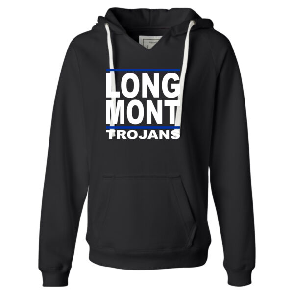 LONG MONT Trojans - Ladies' Sueded V-Neck Hooded Sweatshirt Thumbnail