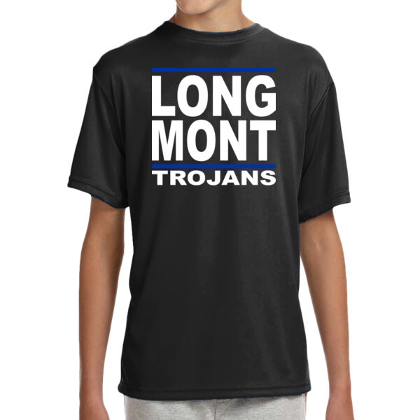 LONG MONT Trojans - Youth Shorts Sleeve Cooling Performance Crew Dark Color Shirt Thumbnail
