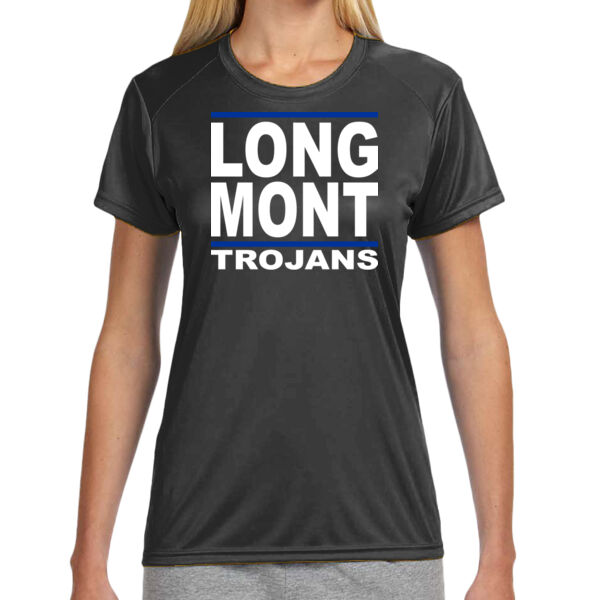 LONG MONT Trojans - Ladies' Shorts Sleeve Cooling Performance Crew Dark Color Shirt Thumbnail