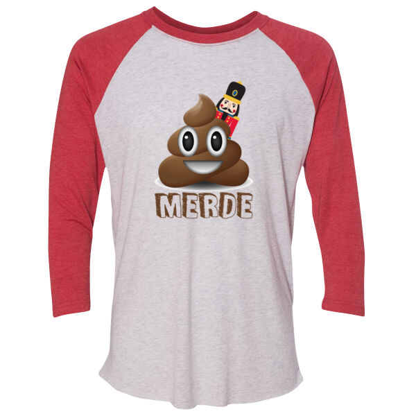 Merde - (S) Unisex Tri-Blend Three-Quarter Sleeve Baseball Raglan Tee Thumbnail