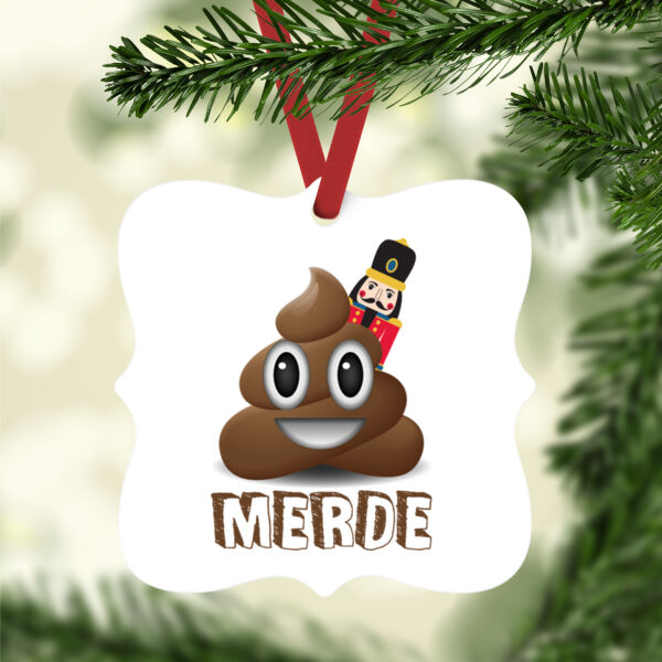 Merde - White Aluminum Prague Christmas Ornament Thumbnail