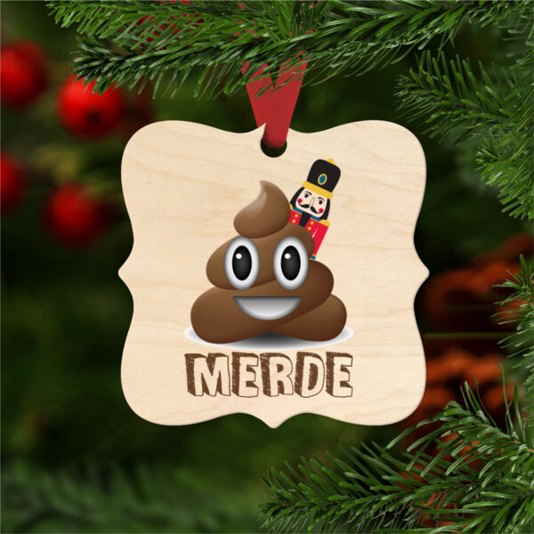Merde - Natural Wood Prague Christmas Ornament Thumbnail