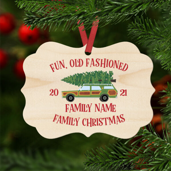 Fun, Old Fashioned Family Christmas  - Natural Wood Benelux Christmas Ornament Thumbnail