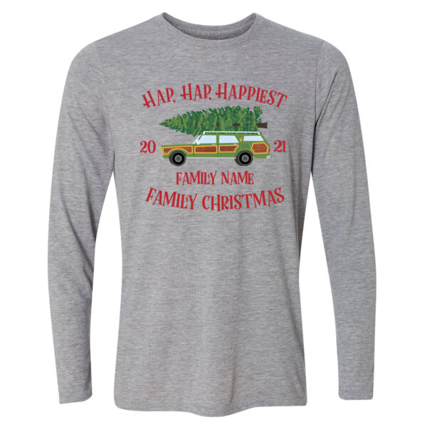 Hap, Hap, Happiest Family Christmas - Light Youth Long Sleeve Ultra Performance Active Lifestyle T Shirt Thumbnail