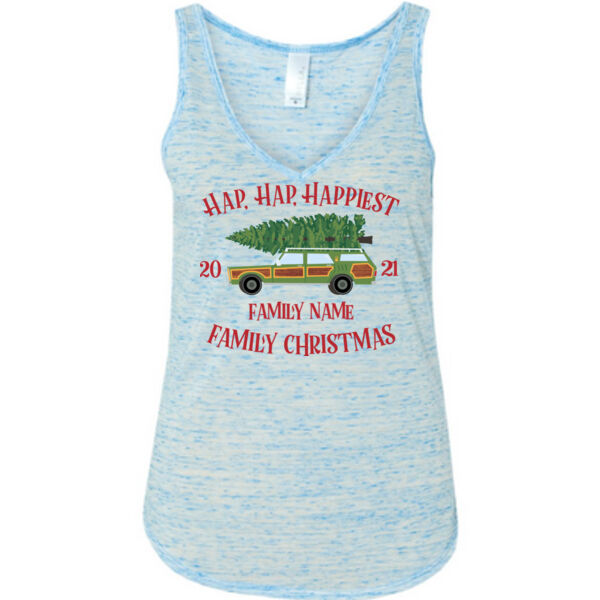 Hap, Hap, Happiest Family Christmas - Ladies' Flowy V-Neck Tank Thumbnail