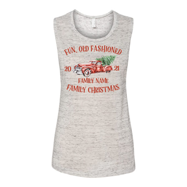 Old Truck - Old Fashioned Family Christmas - Bella Flowy Scoop Muscle Tank (S) Thumbnail